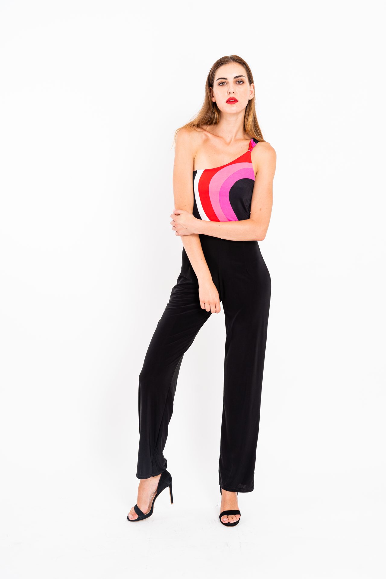 One-shoulder wave jumpsuit