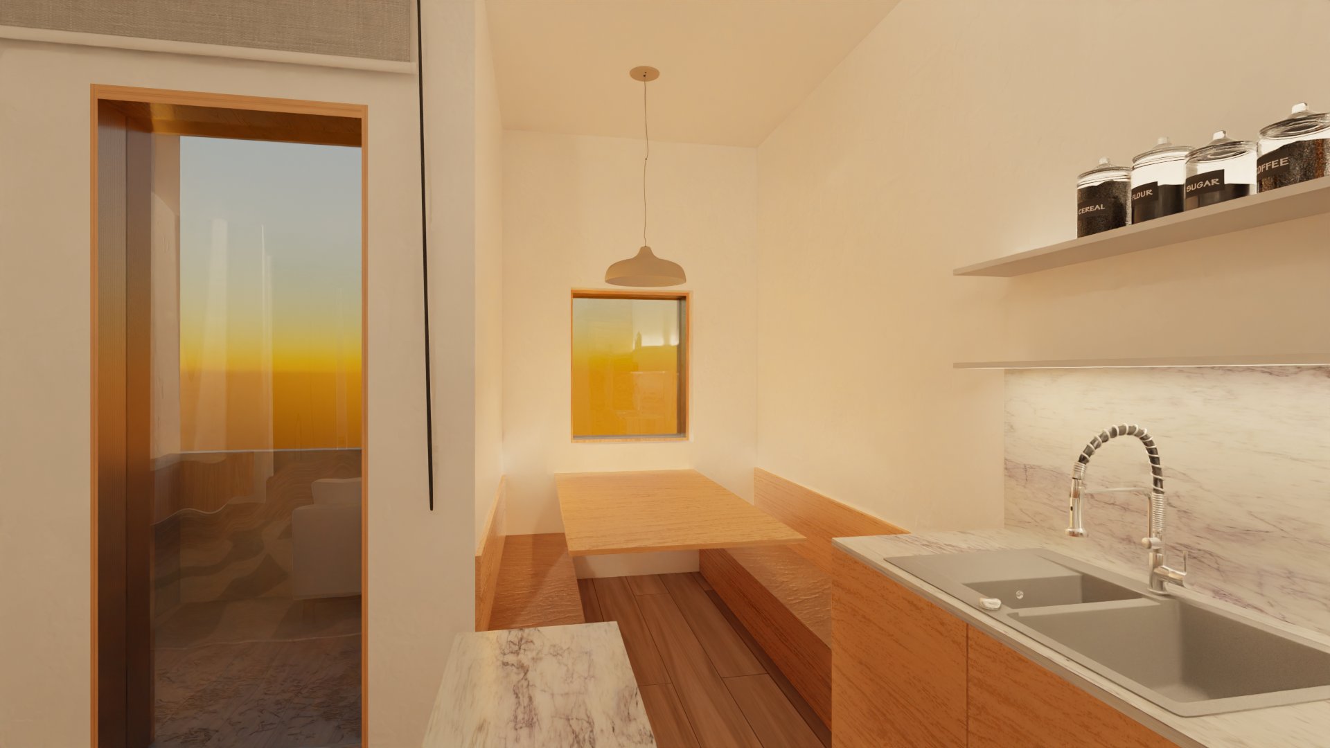 Kitchen after render